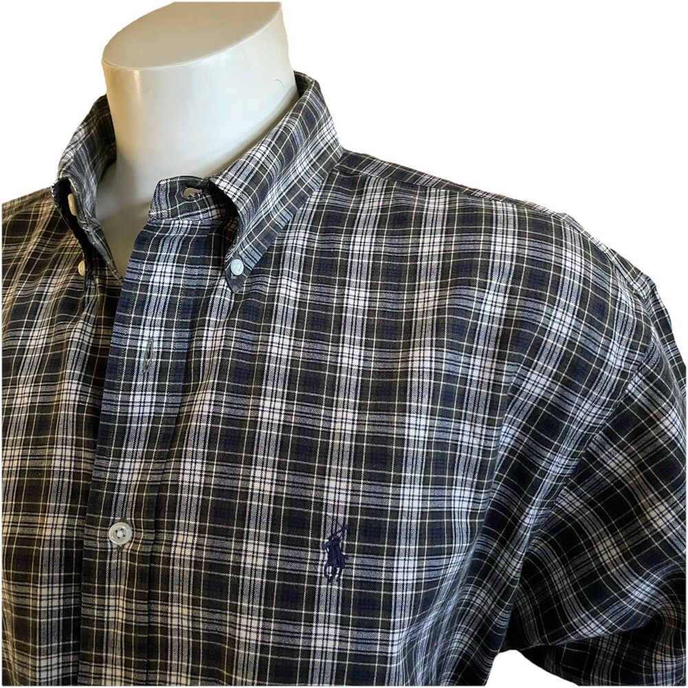 Polo Ralph Lauren Mens Shirt XL Tartan Plaid Long Sleeve Button Up